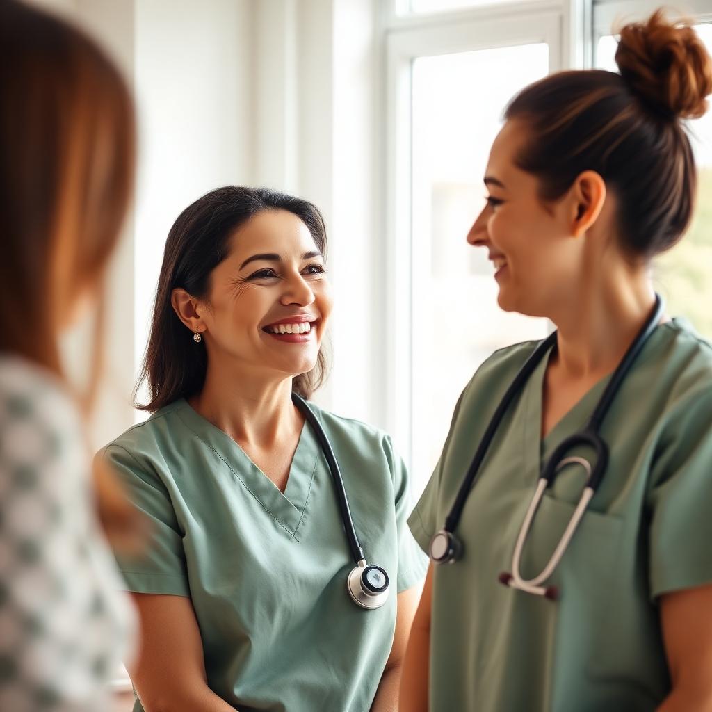 Two clinicians consulting with a patient